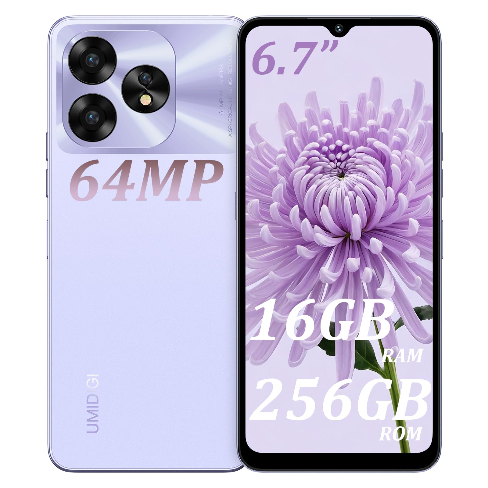 Amazon | UMIDIGI A15 SIMフリー スマホ 本体 16GB RAM+256GB ROM 1TB